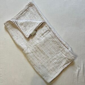 Pottery Barn Kids Baby Blanket 100% Organic Cotton White & Light Pink 46" x‎ 46"